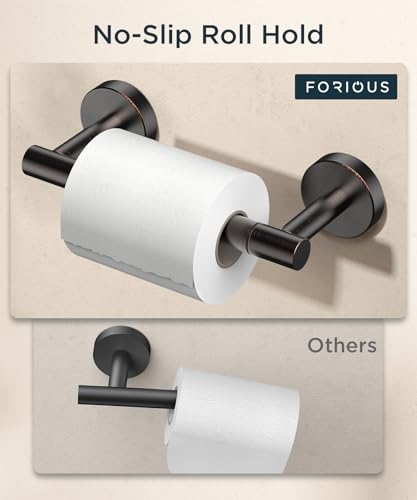 Image of FORIOUS Toilet Paper Holder Wall Mount, Stainless Steel Rustproof Double Post Pivoting Tissue Roll Holder for Bathroom, Commercial Toilet Paper Dispenser, Oil Rubbed Bronze