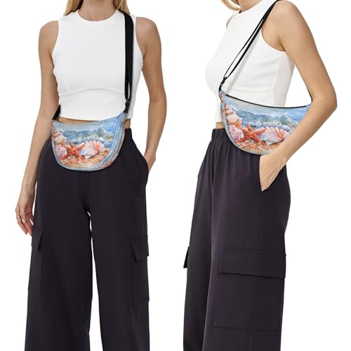 Crescent Bag for Women Men, Lightweight Medium Folding Crescent Moon Bag, Single Shoulder Bags with 2 Small Pockets2