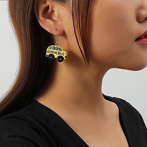 Lovely School Bus Dangle Earrings Resin Cartoon Car Funny Earrings Students Teachers Jewelry4