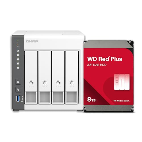 Image of QNAP 4 Bay NAS with 24TB Storage Capacity, Preconfigured RAID 5 WD Red Plus HDD Bundle, 2.5GbE Ports (TS-433-4G-48WD-US)