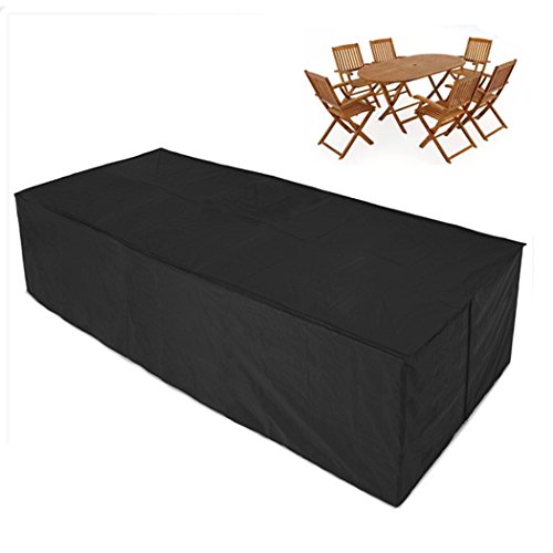 Homdox Schutzhülle Abdeckung Gartenmöbel Möbelabdeckung Abdeckhaube Abdeckplane Tischabdeckung rechteckig Schwarz (307 x 136 x 88 cm)
