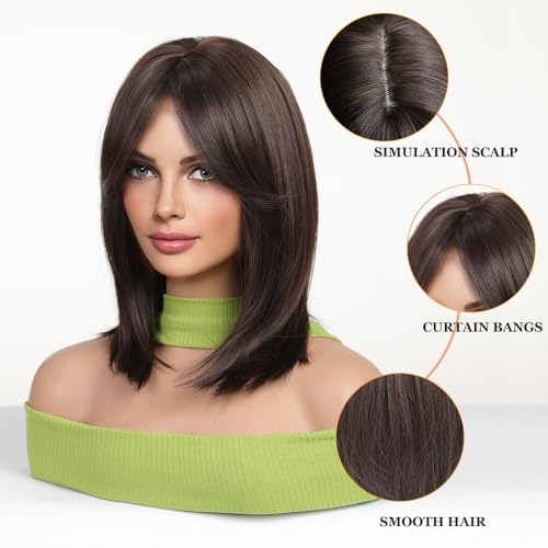 Esmee-Kurze-Gerade-Dunkelbraun-Bob-Perucken-mit-Vorhang-Pony-Schulterlange-naturliche-Perucke-synthetische-Cosplay-Perucken-fur-Frauen | Dealmeister.io Alt tag für bilder post titel