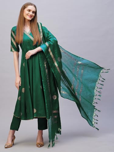 Image of ANNI Designer Rayon Blend Women Kurta Set with Pant & Dupatta