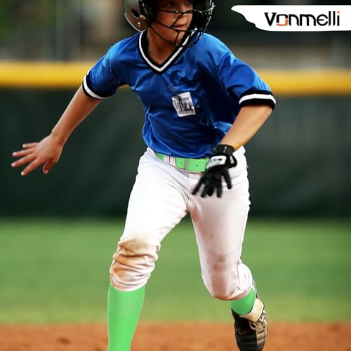 Image of VONMELLI Youth Baseball Belt and Socks Combo, Elastic Softball Belts and Socks for Boys and Adult (2 Pairs of Socks & 1 Belt)