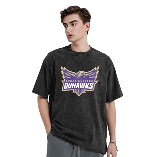 Loras College 230g Retro Short Sleeve T-Shirt - Vintage Style Direct-to-Garment Printed Cotton Tee - Classic Fit