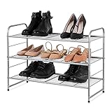 Bextsrack 3-Tier Shoe Rack, Stackable & Adjustable Wire Grid Shoe Shelf Storage Organizer for Closet...