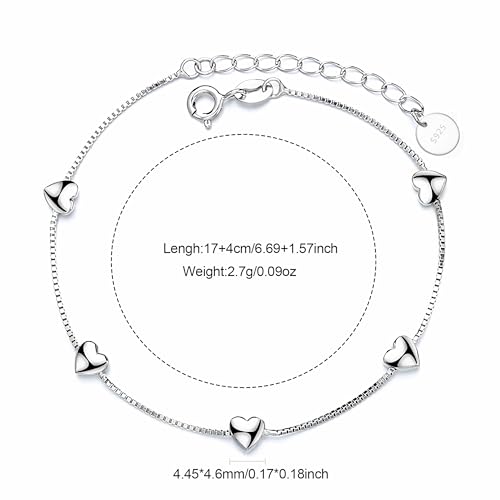 Love Heart Bracelet for Women 925 Sterling Silver Cute Star Moon Emerald Charm Chain Bracelet 14k Gold Plated Adjustable Link Bracelet Bangle Jewelry Christmas Gifts to Daughter Mom4