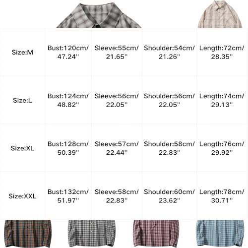 Flannel Shirt for Men Casual Long Sleeve Plaid Shirts Fall Winter Fashion Button Down Wide Lapel Shirt Jacket2