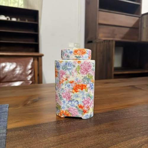Elegant Ceramic Tea Canister with Floral Peony Design - 5.7-Inch Storage Container for Loose Tea, Coffee, and Dry Goods - Image 2
