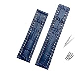  REFKIT 22mm 24mm Bracelet en cuir véritable Bracelet de montre for Breitling Mens Watch Bracelet en cuir avec boucle de déploiement (Color : 01 blue no clasp, Size : 24mm)