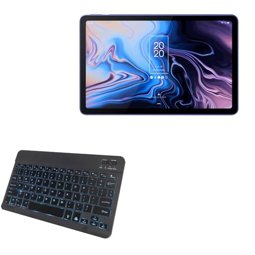 BoxWave Keyboard Compatible with TCL 10 Tab Max - SlimKeys Bluetooth Keyboard - with Backlight, Portable Slim LED 7 Colors - Jet Black