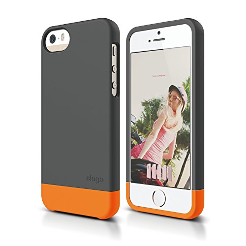 elago iPhone SE case, [Glide-Limited][Dark Grey/Orange] - [Mix and Match][Premium Armor][True Fit] - for iPhone SE/5/5S