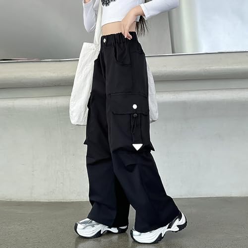 Girls Cargo Pants Wide Leg Streetwear Kids Pants with Pockets Trendy Jogger Trousers Solid Color Streetwear2