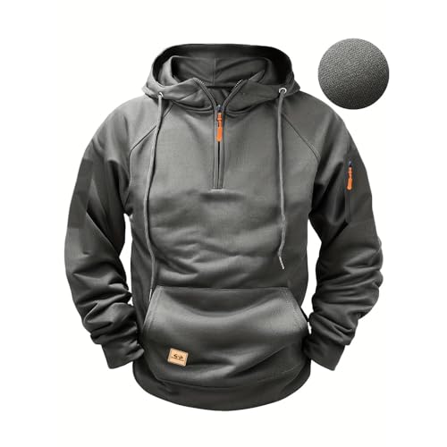 Work Hoodies for Men Fall Winter Tactical Clothing with Pockets Travel Quarter Zip Big and Tall Sweatshirt2