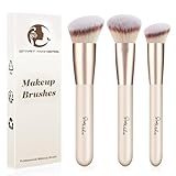 Start Makers Makeup Brushes 3PCS Set, Foundation, Contour, Concealer Brush for Liquid & Powder, Professional Vegan Synthetic Kabuki Brushes for Flawless Blending, Buffing & Setting