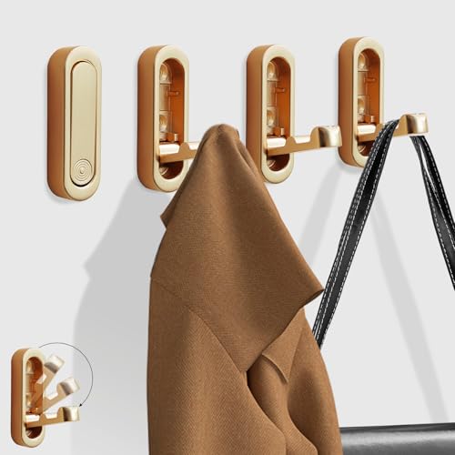 XSGTZMJ 4Pcs Folding Coat Hooks, Heavy Duty Foldable Hooks Made