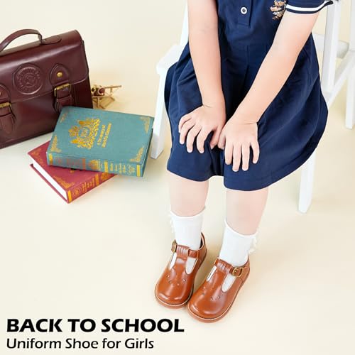 Image of PHIRAMIN Toddler Girl Mary Jane Student Oxford Shoes-Little Girl School Uniform Shoes for Wedding Party