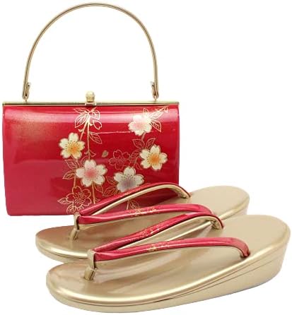 きもの京香 草履バッグセット 成人式 振袖用 Llサイズ 大きいサイズ 24 5 25 5cm 赤 ゴールド 日本製 エナメル 激安 2段 結婚式 着物 履物 卒業式 袴 和服