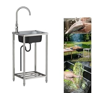 Edelstahl Spültisch Gastro 1 Becken, | |Gewerbliche Spülbecken no mit Wasserhahn,Ablassvorrichtung, für Bepflanzung von Blumenkästen und Töpfen, Gartengeräte-Reinigung (AAAAA)