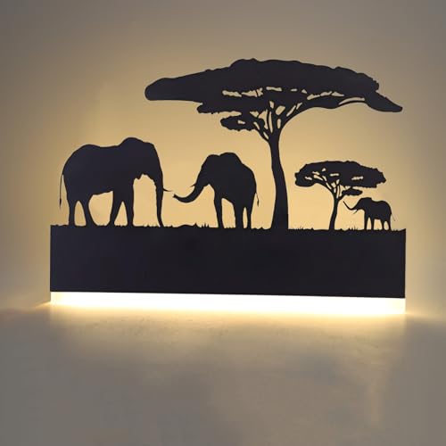 Image of Wall Sconce lamp, LED Wall Mounted Light Indoor Wall Light with Cartoon Animal Pattern Design, Metal Acrylic Wall Lighting for Living Room Bedroom Hallway 3000K Warm Light, 12W (Elephant)