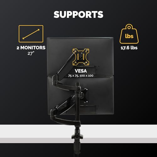 Image of Fellowes 8043401 Platinum Series Stacked Monitor Mount, Adjustable Computer Monitor Stand for 2 Monitors with Dual Monitor Arms, 32 Inch Monitor Capacity