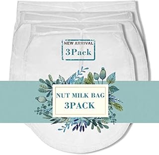 Nut Milk Bag Reusable 3 Pack 200 Micron Cheesecloth Bags for Straining Almond/Soy Milk Greek Yogurt Strainer Milk Nut Bag for Cold Brew Coffee Tea Beer Juice Fine Nylon Mesh Cheese Cloth