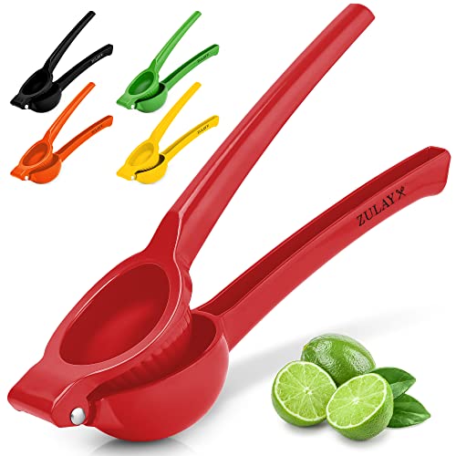 Zulay Premium Quality Metal Lime Squeezer, Citrus Juicer, Manual Press For Extracting The Most Juice Possible - Lime Juicer (Red) #TOP24
