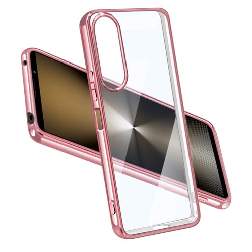 Peipeizi Xperia 1 VI ケース SO-51E SOG13 クリア 耐衝撃 エクスペリア 1 VI TPU 透明 薄型 軽量 スマホカバー ストラップホール付 米軍MIL規格取得 レンズ保護 全面保護 衝撃吸収 指紋防止 (ローズゴールド)