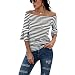 SUBWELL Women's Off Shoulder Flared Sleeve Black and White Stripe T Shirt Top Blouse (Small)