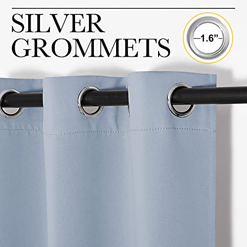 Image of NICETOWN Vintage Blue Blackout Curtains 78 inches Length for Bedroom, 2 Panels, 42 inch Wide, Thermal Insulated Decoration Drapes for Office Window
