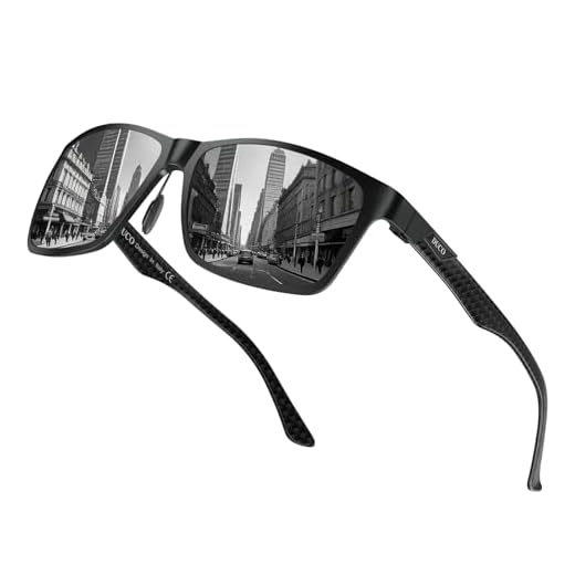 DUCO Men's Luxury Carbon Fiber Temple Polarized Sunglasses for Men Sports UV400 DC8206