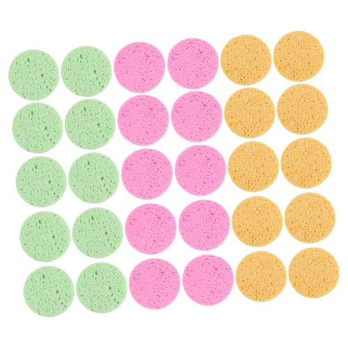 TOVINANNA 30 Stück Teiliges Zellulose gesichtsschwämme aus Holzstoff Sanftes Peeling und Porentiefe Reinigung Saugfähige Makeup entferner Schwämme Rund Ø für Tägliche Gesichtsreinigung und