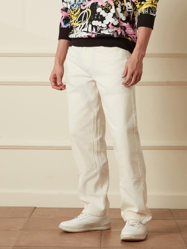Image of WROGN Men's Pure Cotton Jeans | Solid | Loose Fit