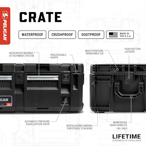 Pelican Crate - 45 Liter Storage Case - Cargo Box, Transport Case, Overland Case (Black) - image 5