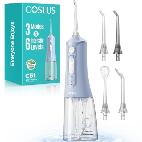 Image of COSLUS ADA Accepted C51 Water Dental Flosser for Teeth, 3 Modes 6 Pressure