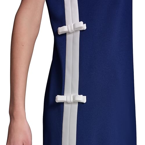 Image of Karl Lagerfeld Women's Short Sleeve Square Neck Bow Embellished Shift Mini Dress