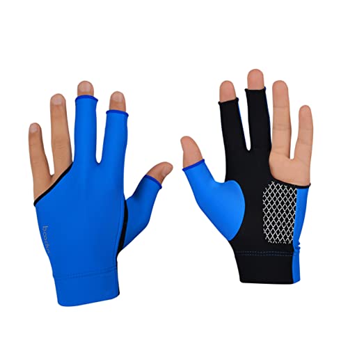 GRIRIW Finger Billiard Glove Slip Elastic Snooker Glove for Enhanced Stroke Control Breathable Material Blue for Pool Enthusiasts