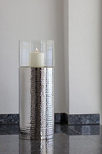 Windlichter Boden Mittel, Gesamt-H: 64,0cm, Metall-H: 46,0cm, D 24,0cm Edelstahl