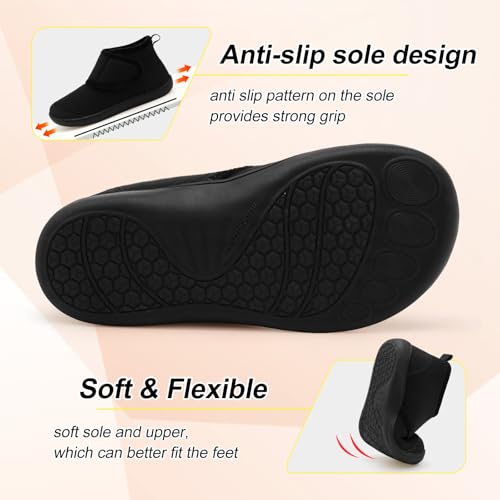 LeIsfIt Slipper Boots for Women Wide Warm House Shoes Non-slip Diabetic Winter Shoes Adjustable Bootie Slippers for Swollen Edema Feet Indoor and Outdoor4
