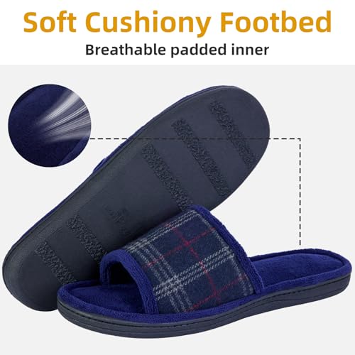Image of Men's Comfort Open Toe Slippers, Upgraded 60D Memory Foam Bedroom Slip on