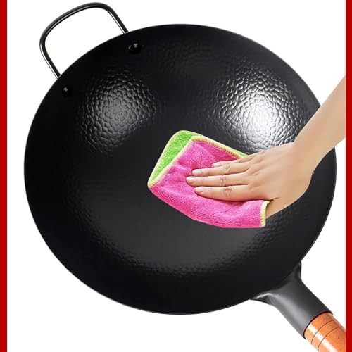 Wok de hierro fundido con tapa de vidrio templado 34 cm miniatura 4