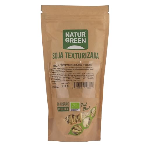 Naturgreen - Soja Texturizada En Tiras Bio 115 G, Alternativa Vegetal A La Carne, Alta En Proteína Y Fibra, Ideal Para Guisos, Tacos O Platos Veganos, Ecológica Y Sin Gluten