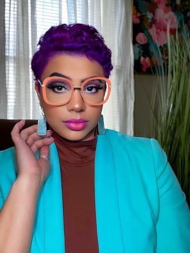Image of VOOGLAM Oversize Square Blue Light Blocking Glasses for Women Anti UV Eyestrain Eyewear Orange Caroline GWX709297-05