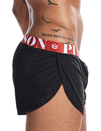 Image of MIZOK Men's Slit Side Bodybuilding Shorts Breathable Mesh Workout Yoga Short