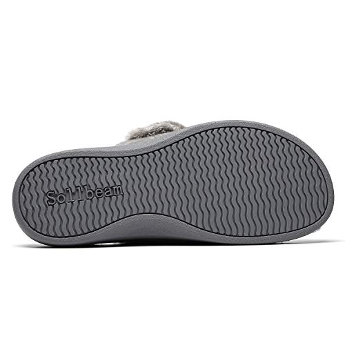 Image of SOLLBEAM Fuzzy House Slippers With Arch Support Orthotic Heel Cup Sandals For Women