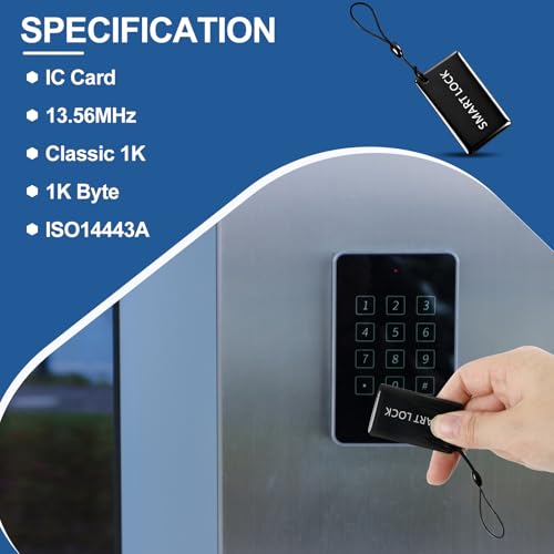 50 Pcs 13.56MHz RFID Key Fobs – Smart IC Cards for SMONET & TTLock App-Compatible Door Locks – Keyless Entry Access Tags, 5x3cm with Lanyard for Deadbolt