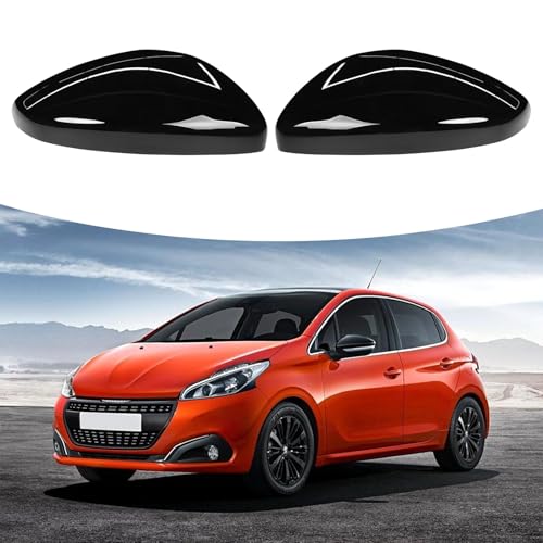 Coque de rétroviseur Peugeot 208 noir brillant boîtier robuste anti-rayures 2 PCS