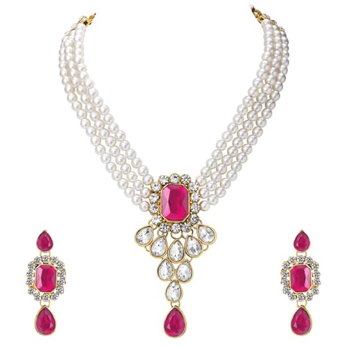 Image of Peora Crystal Faux Pearl Jewellery Gift Set for Women