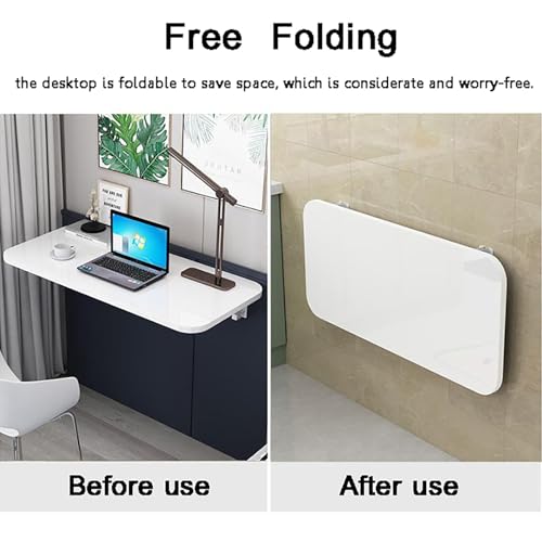 Bureau mural flottant pliable blanc 100x40 table ordinateur portable - 5
