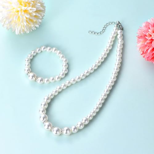 K-Acc Girls' Sleeveless Party Dress with Pearl Necklace - for Birthday, Flower Girl, Wedding and Special Occasion Party4